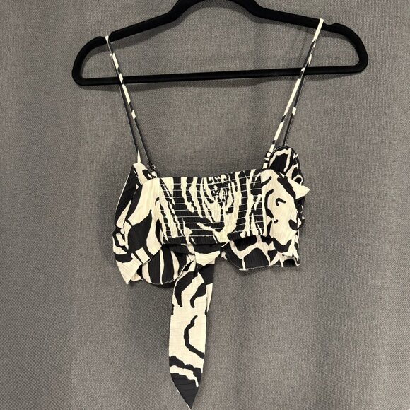 Abstract Floral Print Two-Piece Set - Beach Shorts & Knot-Detail Beach Top - Picture 3 of 5